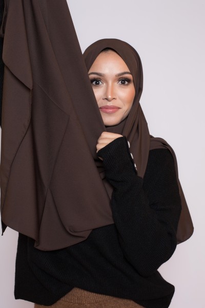 Hijab de seda medina marrón oscuro