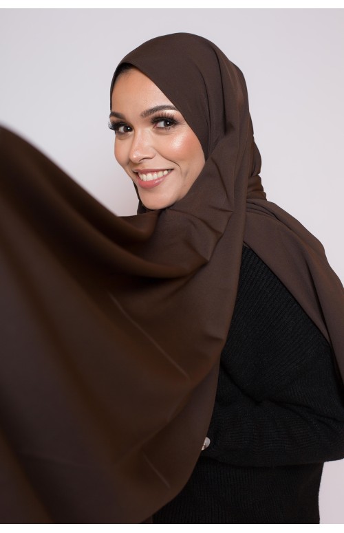 Hijab soie de médine marron foncé boutique femme musulmane
