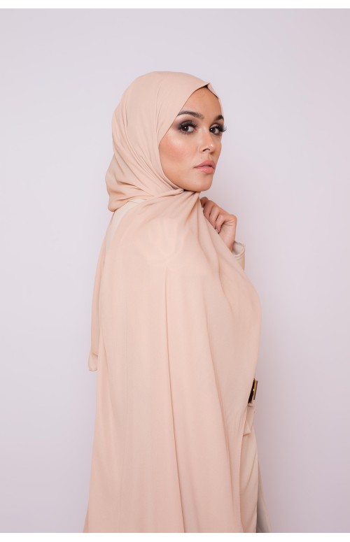 hijab luxe mousseline beige clair boutique femme musulmane