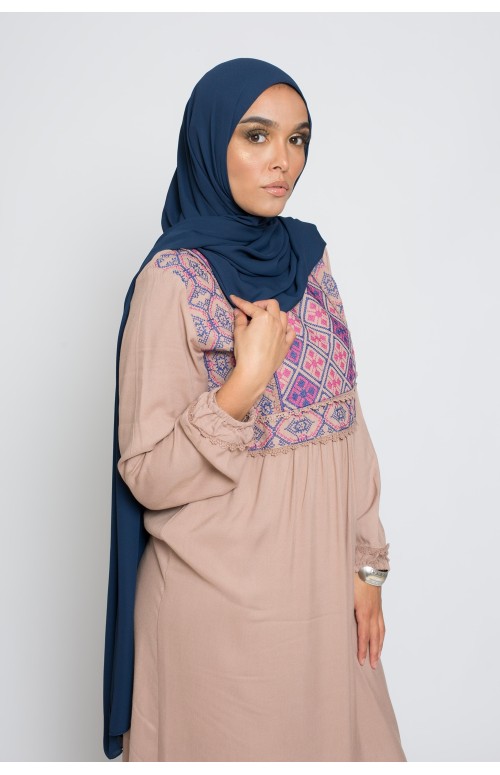 hijab luxe mousseline bleu foncé boutique femme musulmane