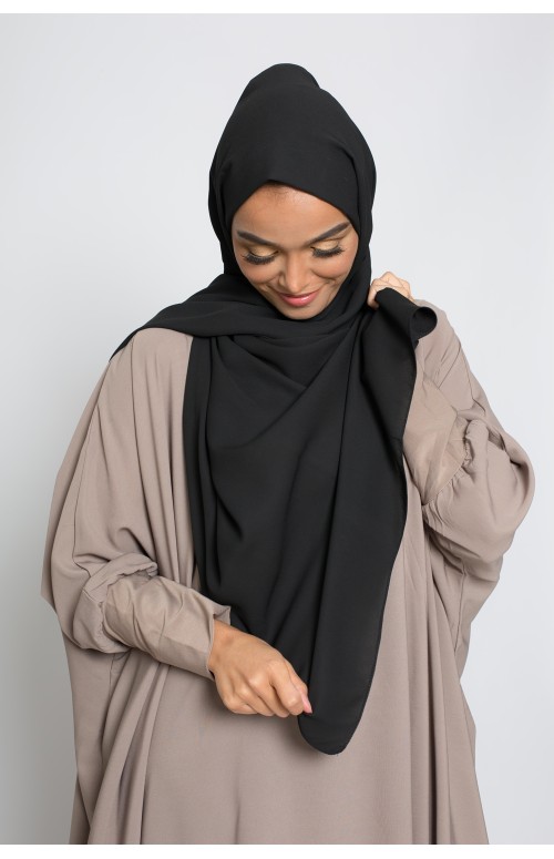hijab luxe mousseline noir boutique femme musulmane