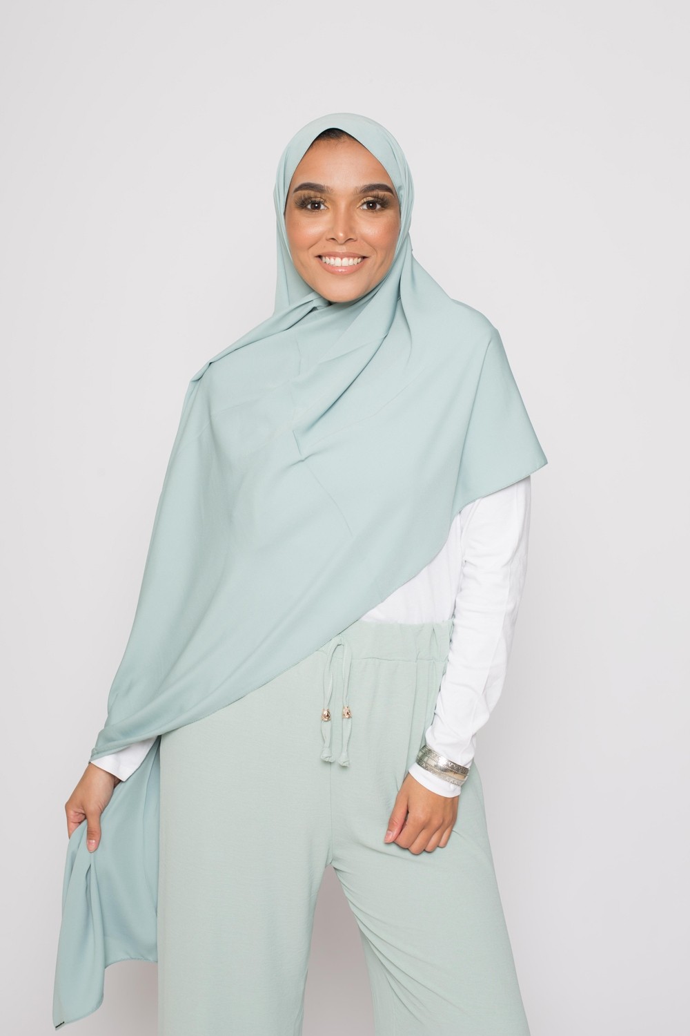 hijab soie de médine vert eau