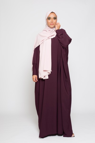 Abaya longue et large prune collection ramadan boutique hijab pour femme musulmane