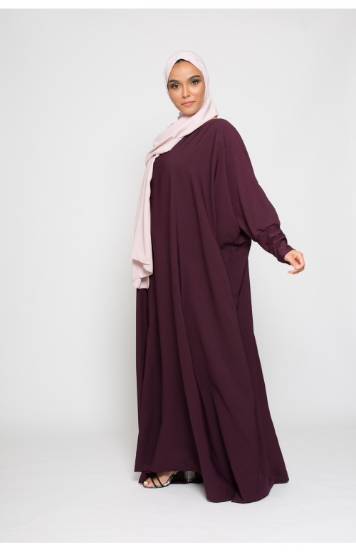 Abaya longue et large prune collection ramadan boutique hijab pour femme musulmane