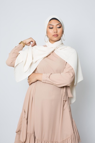 Hijab soie de médine ivoire boutique femme musulmane