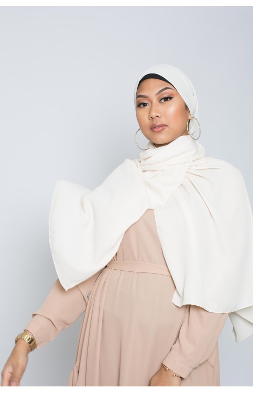 Hijab soie de médine ivoire boutique femme musulmane