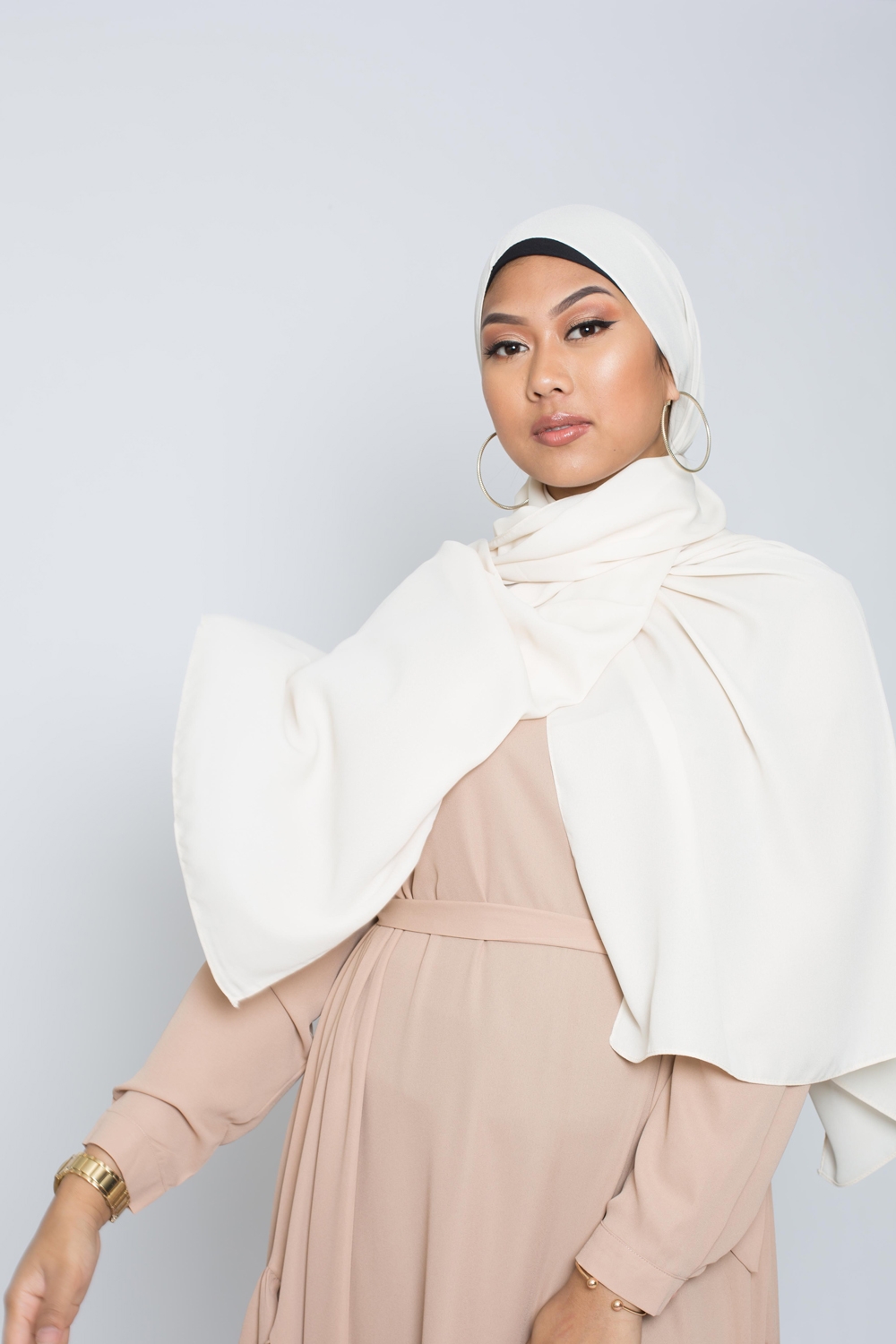 Hijab soie de médine ivoire