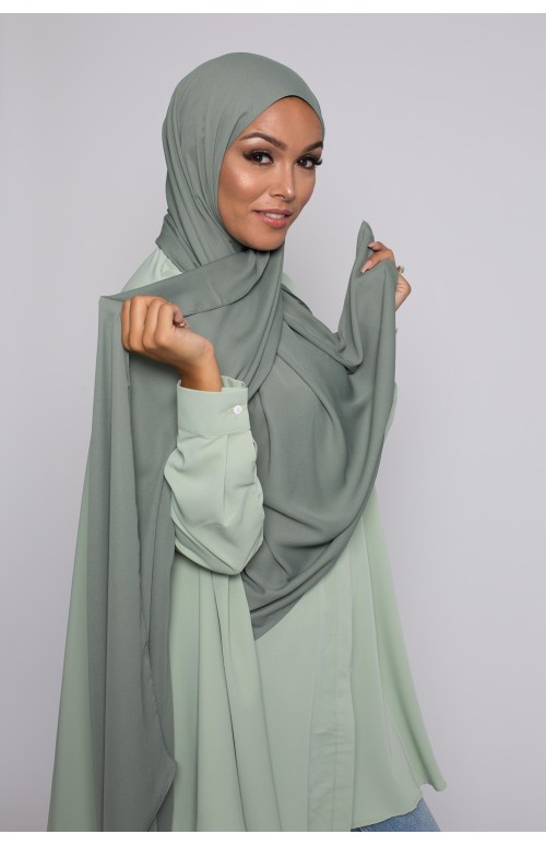 hijab luxe mousseline vert sauge boutique femme musulmane