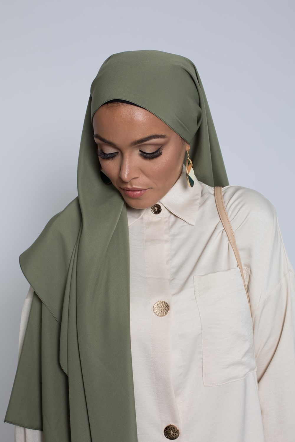 Hijab soie de médine kaki clair