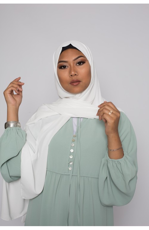 Hijab soie de médine blanc cassé boutique femme musulmane