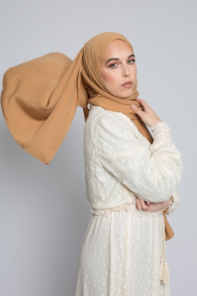 Hijab soie de médine caramel boutique pour femme musulmane