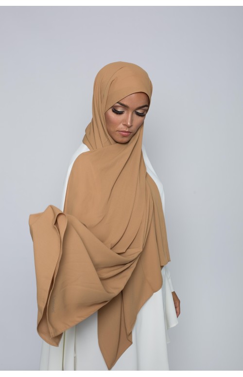 Hijab soie de médine caramel boutique pour femme musulmane