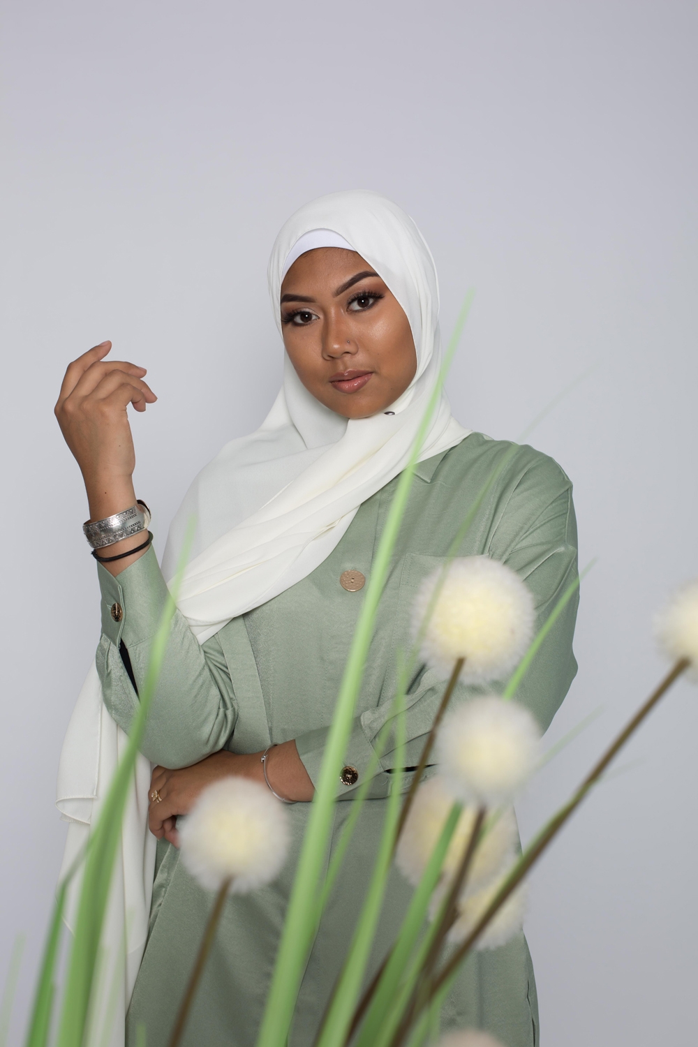 Hijab soie de médine écru