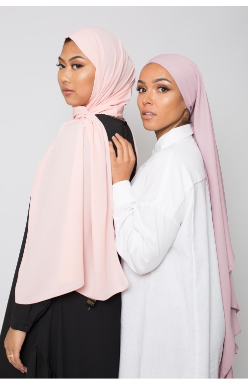 hijab luxe mousseline rose clair boutique pour femme musulmane