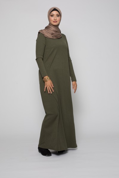 Robe pull kaki nouvelle collection automne boutique hijab pour femme musulmane moderne