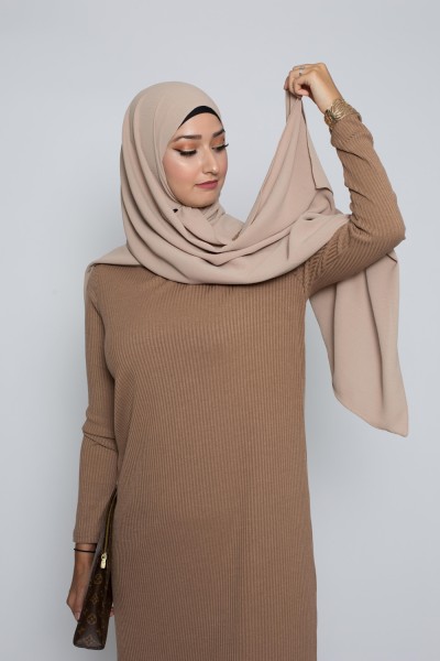 Light taupe medina silk hijab