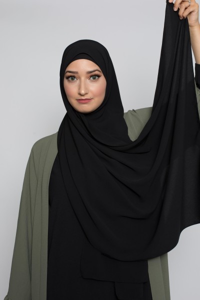 Hijab aus schwarzer Medina-Seide