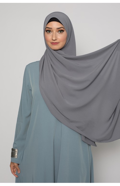 Hijab soie de médine gris foncé boutique femme musulmane