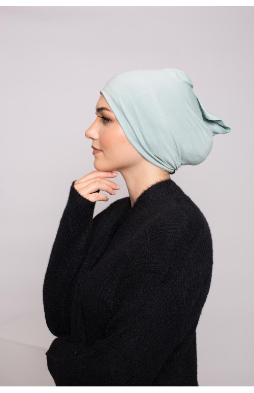 Bonnet tube coton vert eau boutique hijab femme musulmane