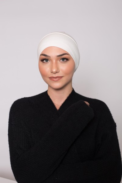 Bonnet tube coton blanc boutique hijab femme musulmane