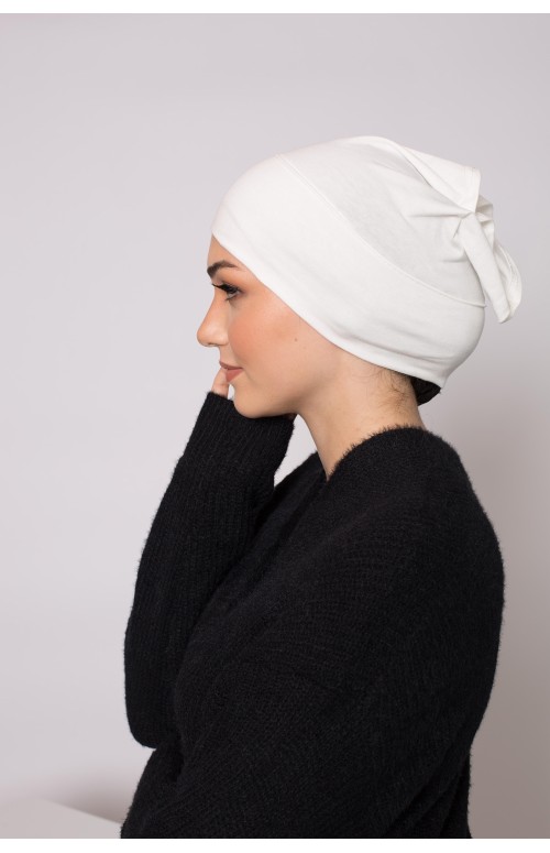 Bonnet tube coton blanc boutique hijab femme musulmane