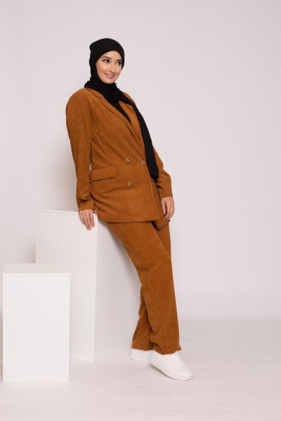 Pantalon velours côtelé camel collection hiver boutique hijab femme musulmane