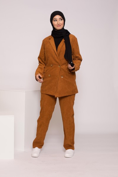 Pantalon velours côtelé camel collection hiver boutique hijab femme musulmane