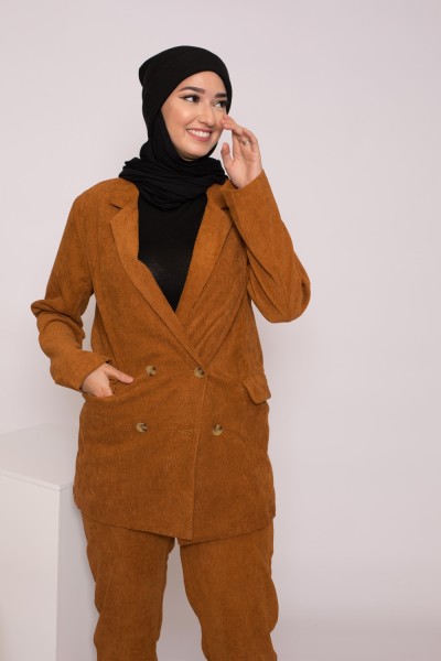 Blazer velours côtelé camel collection hijab hiver pas cher et moderne