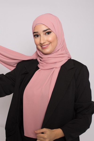 Luxuriöser Hijab aus Chiffon in Dunkelrosa