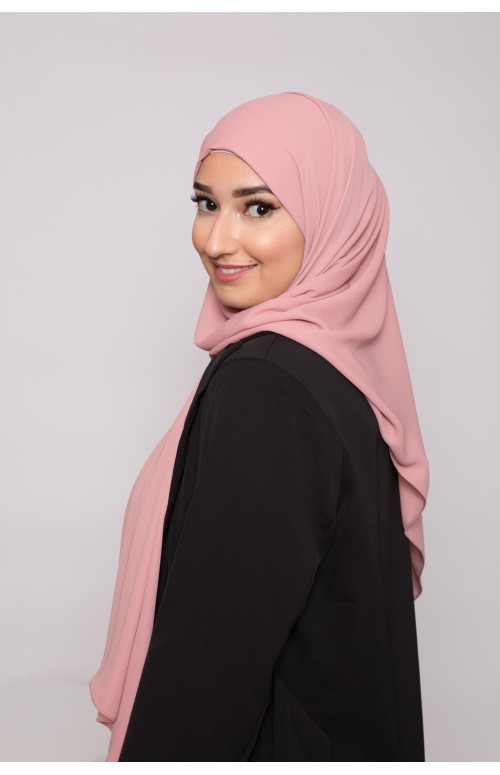 hijab luxe mousseline vieux rose foncé boutique femme musulmane