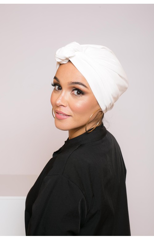 Turban à nouer soie de médine blanc boutique hijab femme musulmane