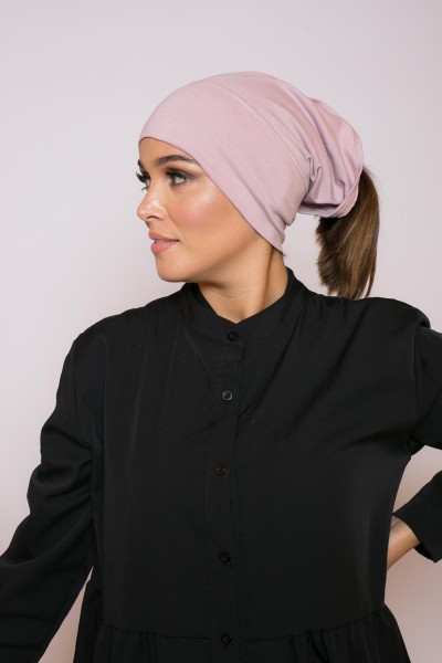 Dusty pink cotton tube beanie