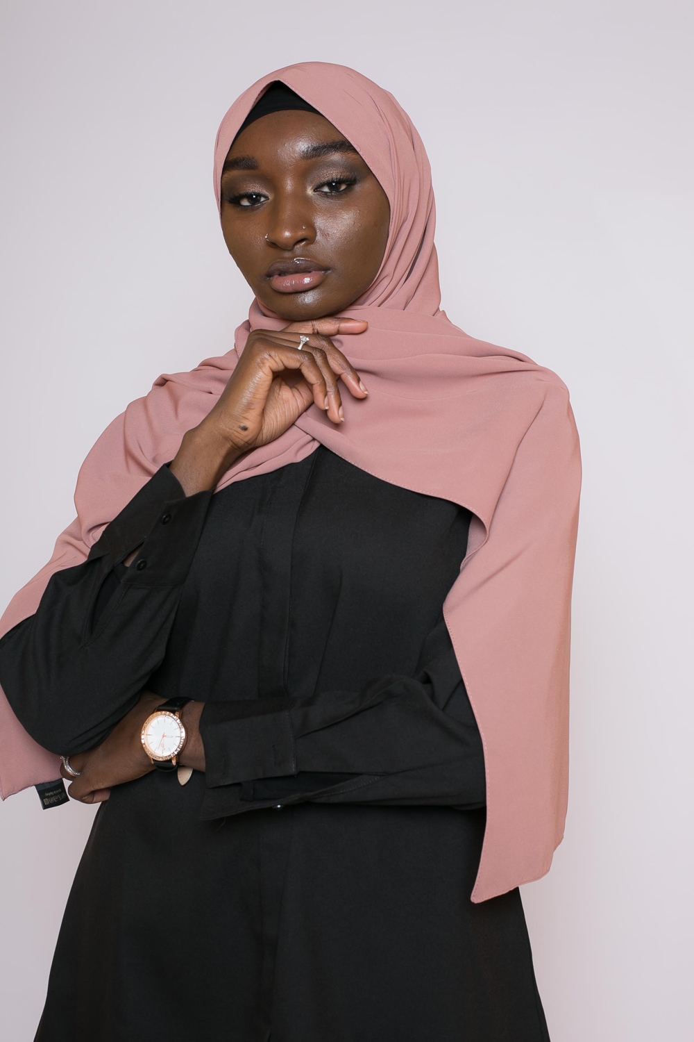 Hijab soie de médine rose marroné