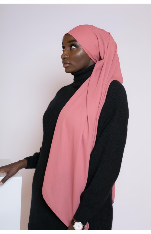 hijab mousseline rose poudré