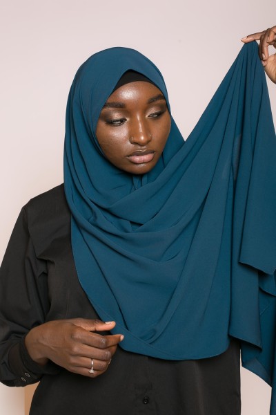 Hijab seda medina azul pato