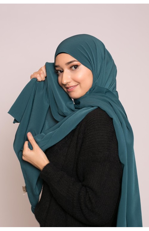 Hijab sedef krinkle vert foncé boutique pour femme musulmane