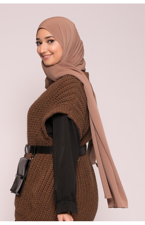 Hijab sedef krinkle taupe foncé