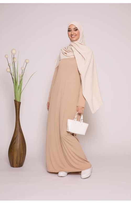 Robe basic nude boutique hijab femme musulmane moderne et pas cher