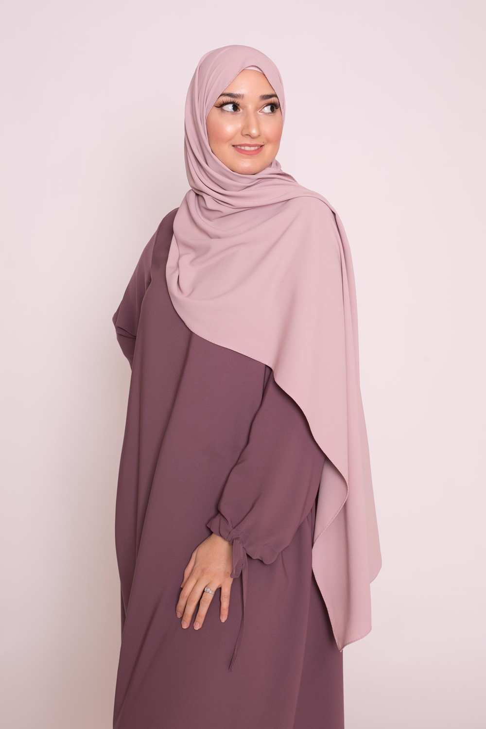 Hijab soie de médine lilas rosé
