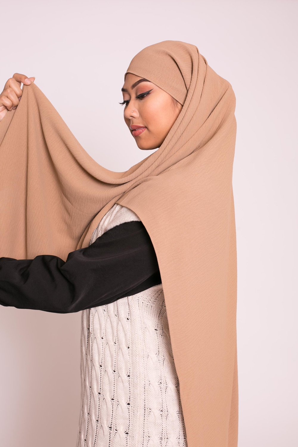 Hijab viscose beige foncé