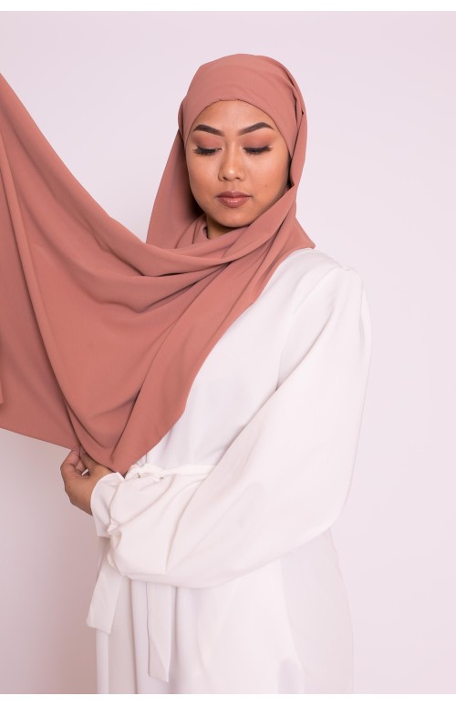 Hijab easy prêt à enfiler nude pêche boutique femme musulmane moderne te pas cher