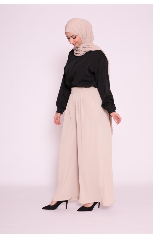 Pantalon jupe large beige pour femme boutique musulmane pas chr