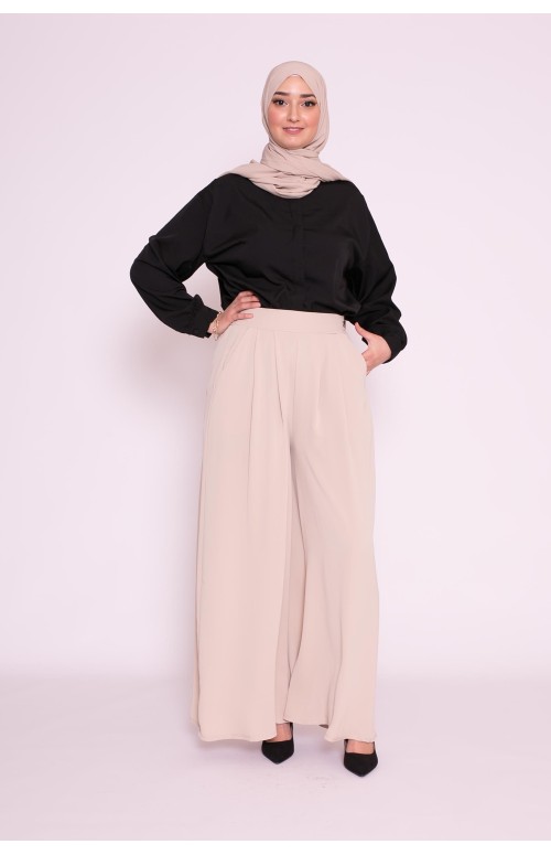Pantalon jupe large beige pour femme boutique musulmane pas chr