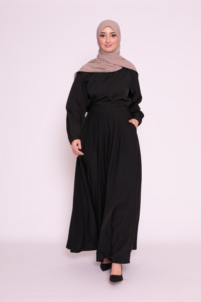 Jupe longue évasée noir collection printemps été boutique hijab moderne