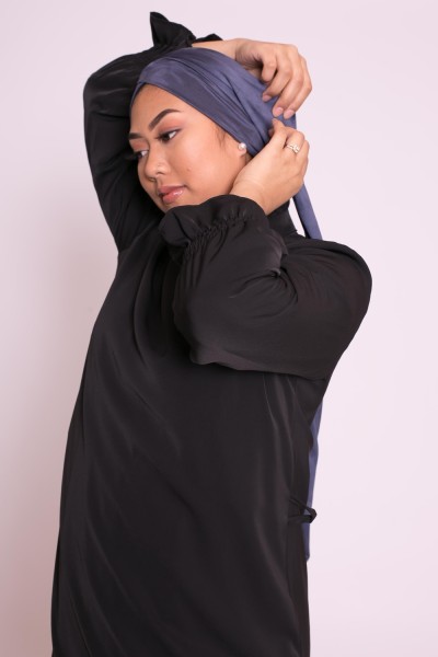 Blue faux suede turban