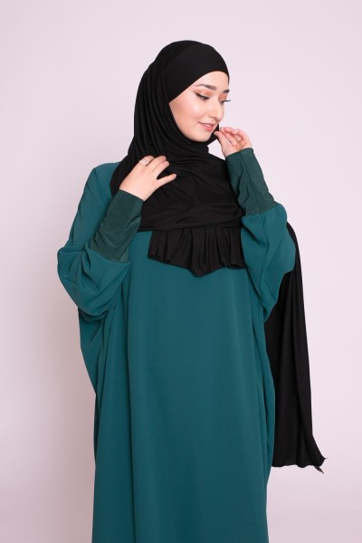 Abaya papillon vert bouteille coupe large ^pour printemps été boutique hijab musulmane