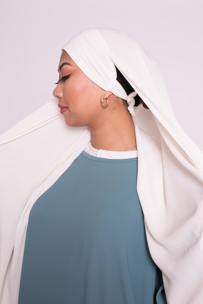 Hijab listo para atar seda medina blanco roto
