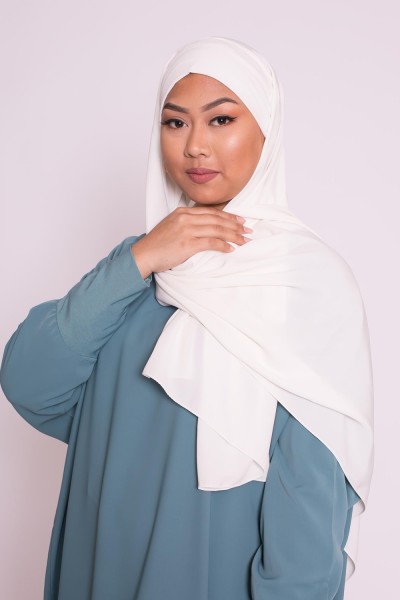 Hijab listo para atar seda medina blanco roto