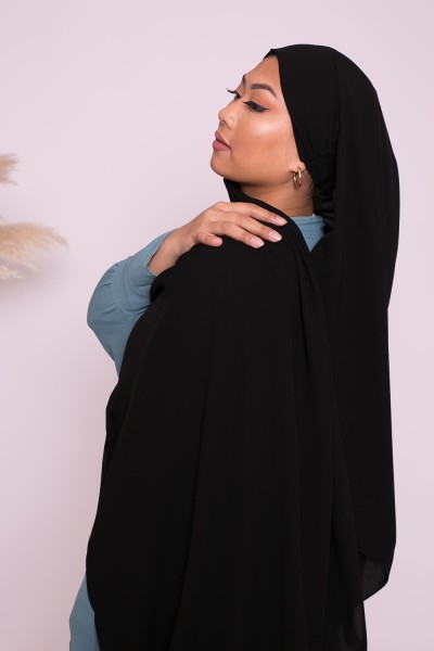 Hijab prêt à nouer soie de médine noir