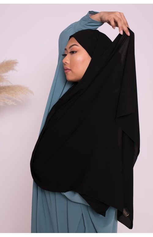 Hijab prêt à nouer soie de médine noir